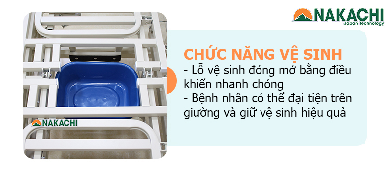 tính năng bô vệ sinh Giường Y Tế Đa Năng Điện Cơ Nakachi NC-04DC